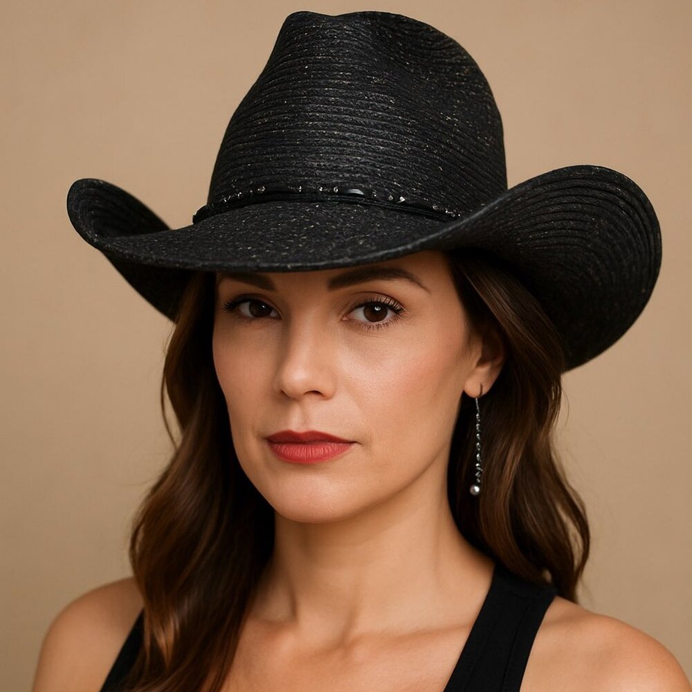 UBi Black Metallic Western Cowgirl Rodeo Hat Bead Chain